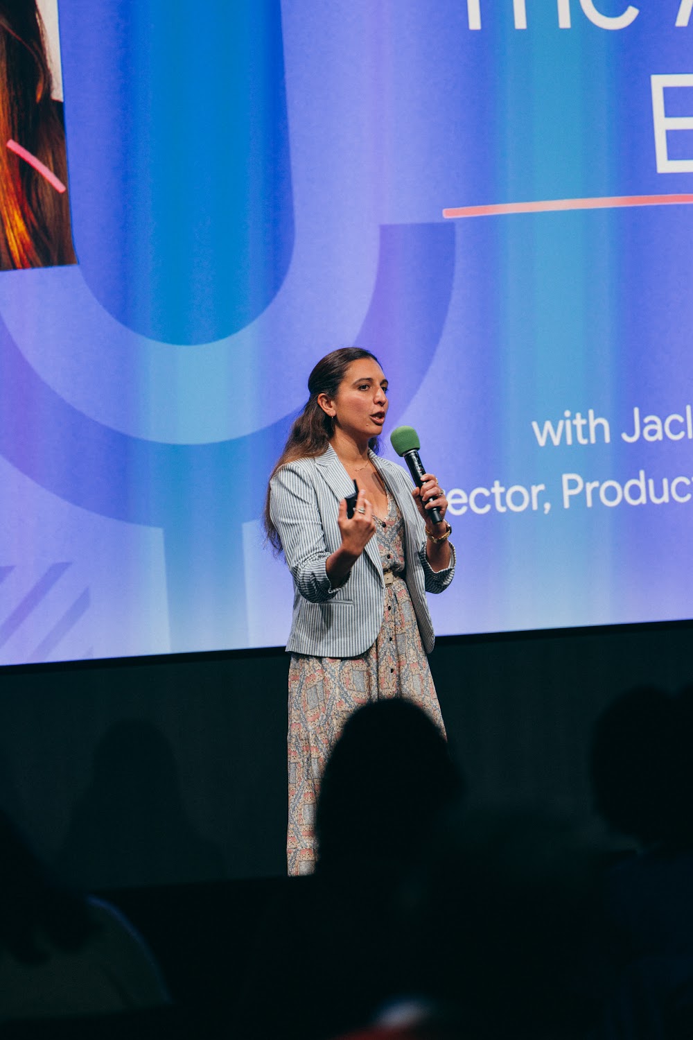 Jaclyn Konzelmann giving a keynote on AI products (photo 2)